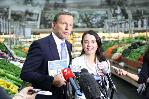 Tony Abbott and Mt Druitt failure Isabelle White, talking the stuff that fertilises the fresh food...